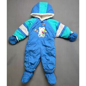 Vintage Weather Tamer 90s Snow Suit Size 12 Month Baby Detachable Gloves Booties